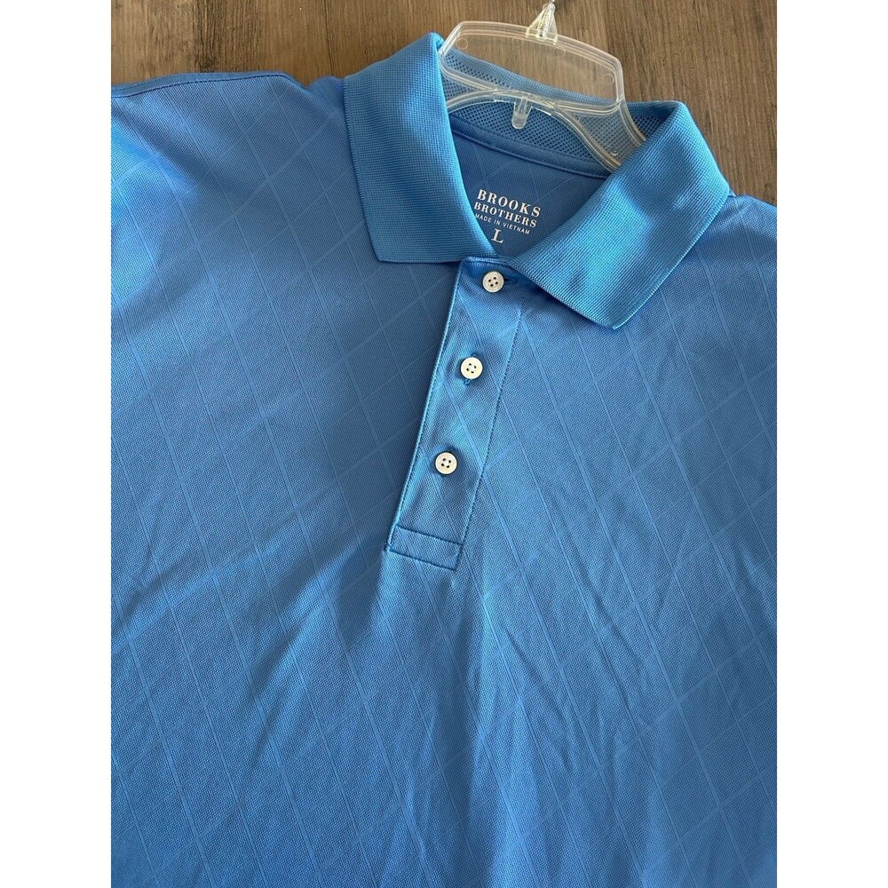 Brooks Brothers Men’s Solid Light Blue Logo Short Sleeve Polo Shirt Size L